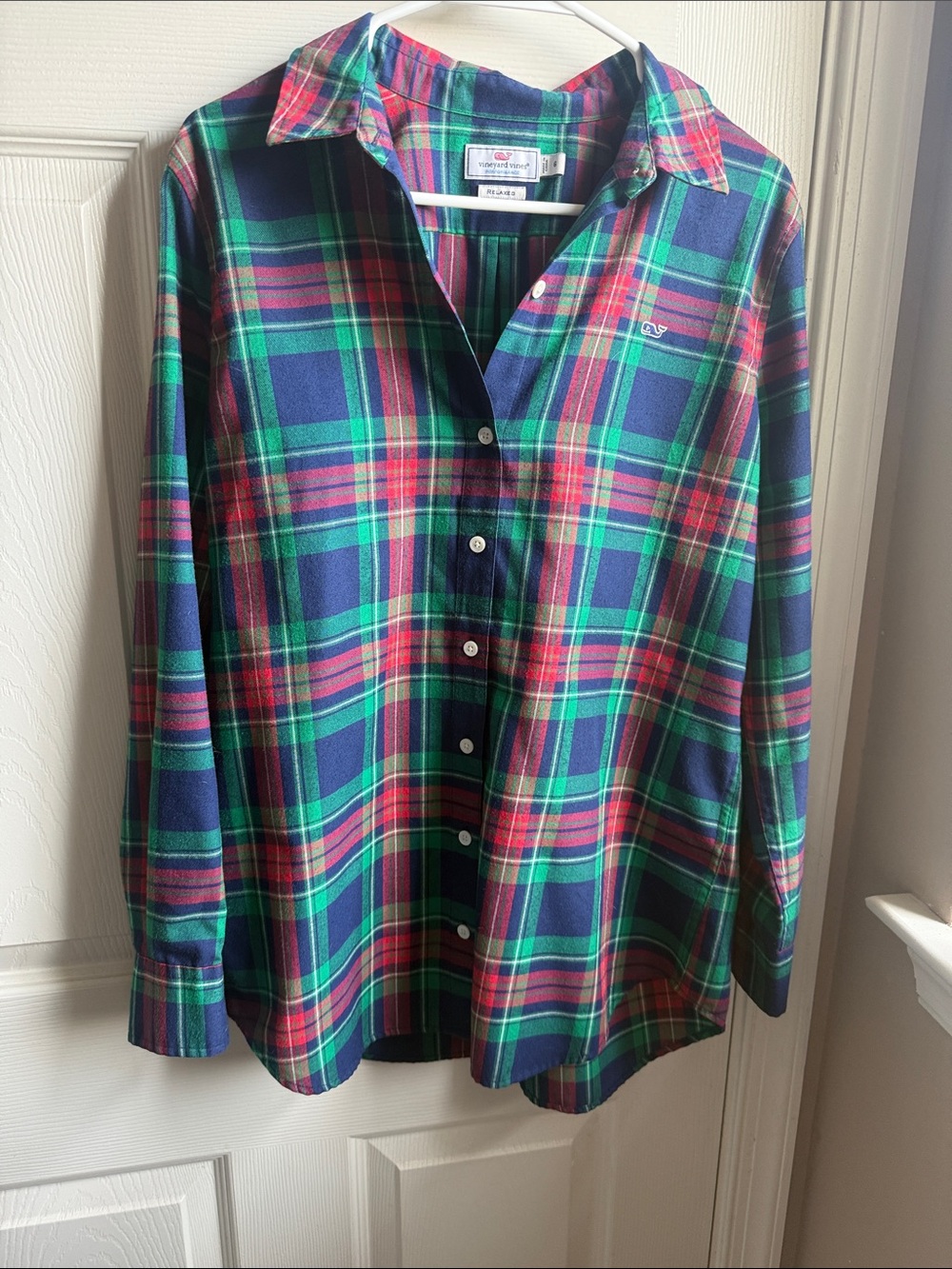 Vineyard Vines Plaid Button-Down Shirt in Navy, Green & Red